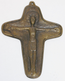 Kleines Bronze Kreuz Jesus Sei getreu bis in den Tod - Offenbarung 10,7x8cm  (N)