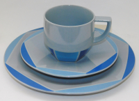 Rosenthal Favo Blue on Blue 3tl Kaffeegedeck Tasse Teller Design Fischer-Treyden (N)