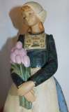 Große Porzellanfigur Mädchen Holländerin mit Tulpen NAO Spain 39cm (N)