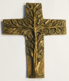 Großes Bronze Kreuz Wandkreuz Relief Lebensbaum Heinz Uppendahl 19,5x16,5cm (N)