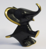 Kleine Messing Figur lustiger Elefant Entw. Walter Bosse Glückselefant 4cm (N)