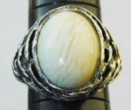 Ring Silber 835 mit Bein-Cabochon Gr. ca. 55 1/2 Ø17,75 (N)