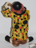 Große Achatit Figur Clown im bunten Mantel Peter Ludwig 33,5cm (N)