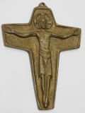 Kleines Bronze Kreuz Jesus Taufbund Gravur Datum 10,5x8cm