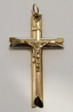 Alter Anhänger Kreuz Jesus plastisch Schaumgold vergoldet? wohl vor 1900 5,3x3cm