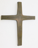 Bronze Kreuz Wandkreuz schlicht gehalten Jesus wie eingraviert 30,5x24,3cm (N)