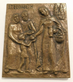 Bronze Plakette Relief Sankt Elisabeth von Köln Butzon & Bercker 12x10,2cm