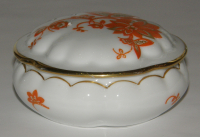 Deckeldose Schlegelmilch Art Deco Dekor orange floral Ø9,5cm (N)