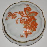 Deckeldose Schlegelmilch Art Deco Dekor orange floral Ø9,5cm (N)