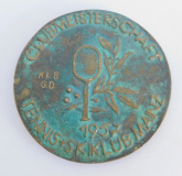 Plakette Clubmeisterschaft Tennis + Skiklub Mainz 1957 Bronze Messing ? 8,7cm