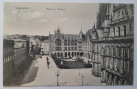 Alte PK AK Wiesbaden Partie am Rathaus 1910