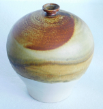 Große bauchige Studiokeramik Vase Hans Georg Heinloth 74 Laufglasur 21cm