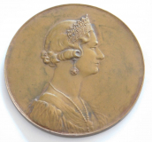 Alte Bronze Medaille Astrid Königin von Belgien C. van Dionant Ø7cm