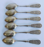 6 Jugendstil Löffel Mokkalöffel Silber 800 Deppe Berlin verschnörkelt 10,7cm 57g