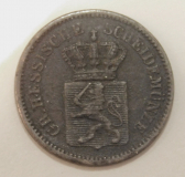 Alte Münze 1 Kreuzer 1865 Darmstadt Hessische Scheidemünze Silber 0,8g 1,4cm