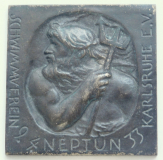 Bronze Plakette Schwimmverein Neptun Karlsruhe e.V. 1933 6,2x6cm