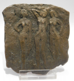 Bronze Relief Akt 3 anmutige Frauen signiert U St 1963 11x10,5cm