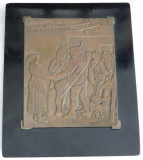 Kupfer Bronze Relief Defregger Abschied der Jäger Stich Jos. Rith Wien 1884