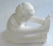 Seltene Figur sitzender Mann Buchstütze Max Roesler 0781 Bruno Schäfer 1930