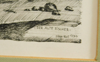 Altes Bild Der alte Fischer Kurt Mayr ? 1977 Radierung / Lithographie ?