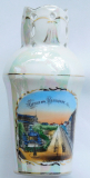Alte Andenken Vase Gruss aus Hannover Georgstrasse Porzellan perlmuttschimmernd