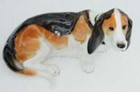 Seltene große Porzellanfigur Hund Basset von Lomonosov 24x14 H16cm