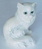 Porzellanfigur sitzende Katze weiß Goebel Nr. 31 032 15 14,5cm