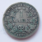 1 Mark Deutsches Reich 1881 D Silber 900 5,35g Ø2,4cm