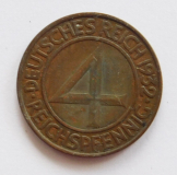 4 Reichspfennig Deutsches Reich 1932 A 4,94g Ø2,3cm