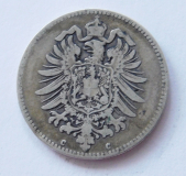 1 Mark Deutsches Reich 1876 C Silber 900 5,31g Ø2,4cm