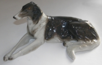 Porzellanfigur liegender Windhund Barsoi Rosenthal Entw Valentin handgemalt 1947 (N)