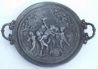 Eisenguss Relief Bacchantenschale Kunstguss Lauchhammer Nackte Wein Ø20cm