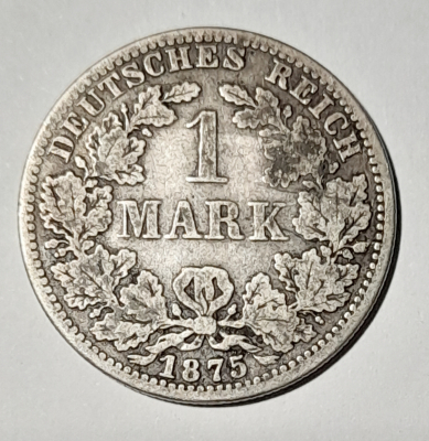 1 Mark Deutsches Reich 1875 A Silber 900 5,2g Ø2,4cm