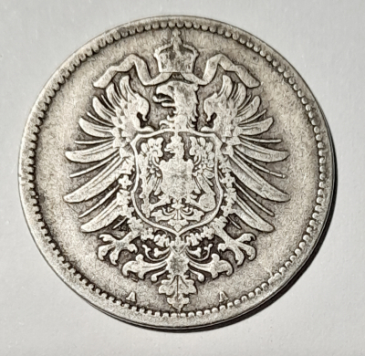 1 Mark Deutsches Reich 1875 A Silber 900 5,2g Ø2,4cm