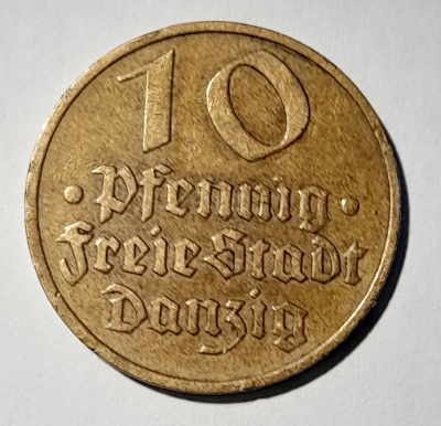 Alte Münze 10 Pfennig Freie Stadt Danzig 1932 Ø2,1cm