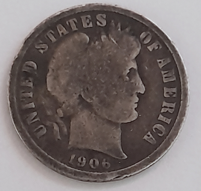 1 One Dime 1906 USA Silber 900 2,29g Ø1,8cm