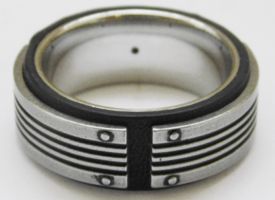 Original Fossil Ring Damen Herren Edelstahl mit schwarz ca. Gr. 59 1/2 Ø19mm #i (N)