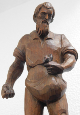 Holzfigur Bauer Sämann detailliert geschnitzt 24cm