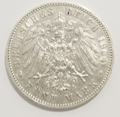 5 Mark Deutsches Reich Sachsen König Georg 1904 E Silber 900 27,7g