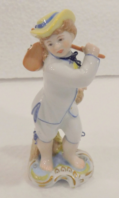 Dekorative Porzellanfigur Ludwigsburg junge Frau Wandererin  11cm