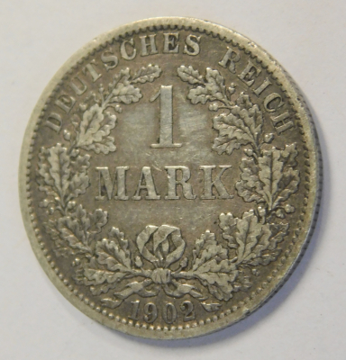 1 Mark Deutsches Reich 1902 A Silber 900 5,47g Ø2,4cm