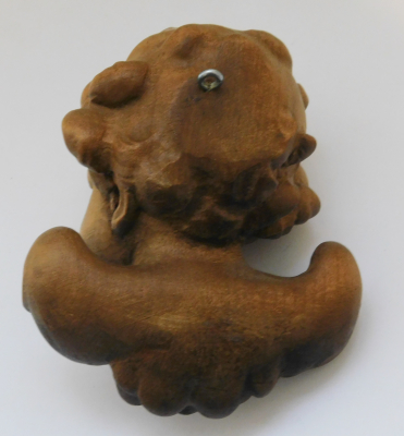 Alte Holzfigur Engelskopf Engel Putto geschnitzt nach rechts 13x11cm (N)