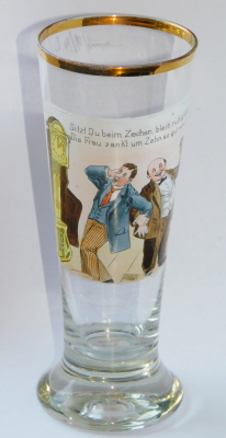 Altes Bierglas Spruchglas 1/4L Glas mit Spruch Sitzt Du beim Zechen (N)