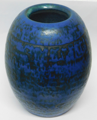 Keramikvase GB Handarbeit Gerhard Bauer WGP blau-grau 17,5cm (N)