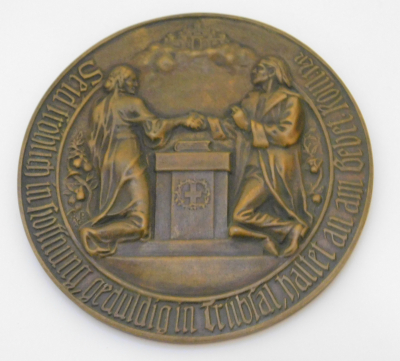 Alte Bronze Medaille Zur Goldenen Hochzeit Ev. Kirche Altpreussische Union 9,7cm (N)