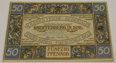 Altes Notgeld 50 Pfennig Greiffenberg Schlesien 1920 (N)