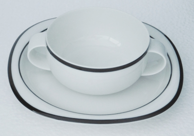 1 Suppentasse + Untertasse Rosenthal Suomi schwarz anthrazit Timo Sarpaneva (N)