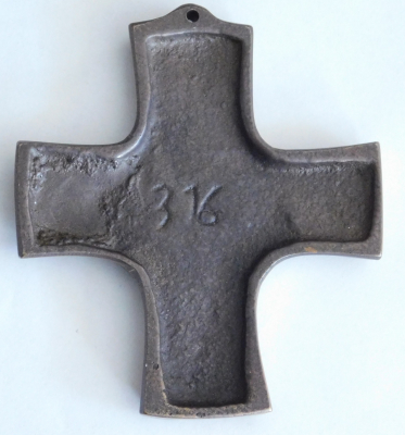 Kleines Bronze Kreuz Brot und Wein Zeichen des Lebens 9x8cm #b