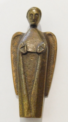 Bronze Handschmeichler kleine Skulptur Segensengel Maria Laach C. Fischbach 6,5cm