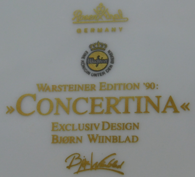 Wandteller Rosenthal Concertina Warsteiner Edition 1990 Design Wiinblad Ø21cm #246